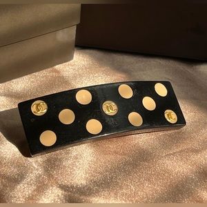 Vintage Black CC-logo hair clip | 2000 Polka Dot Barrette
